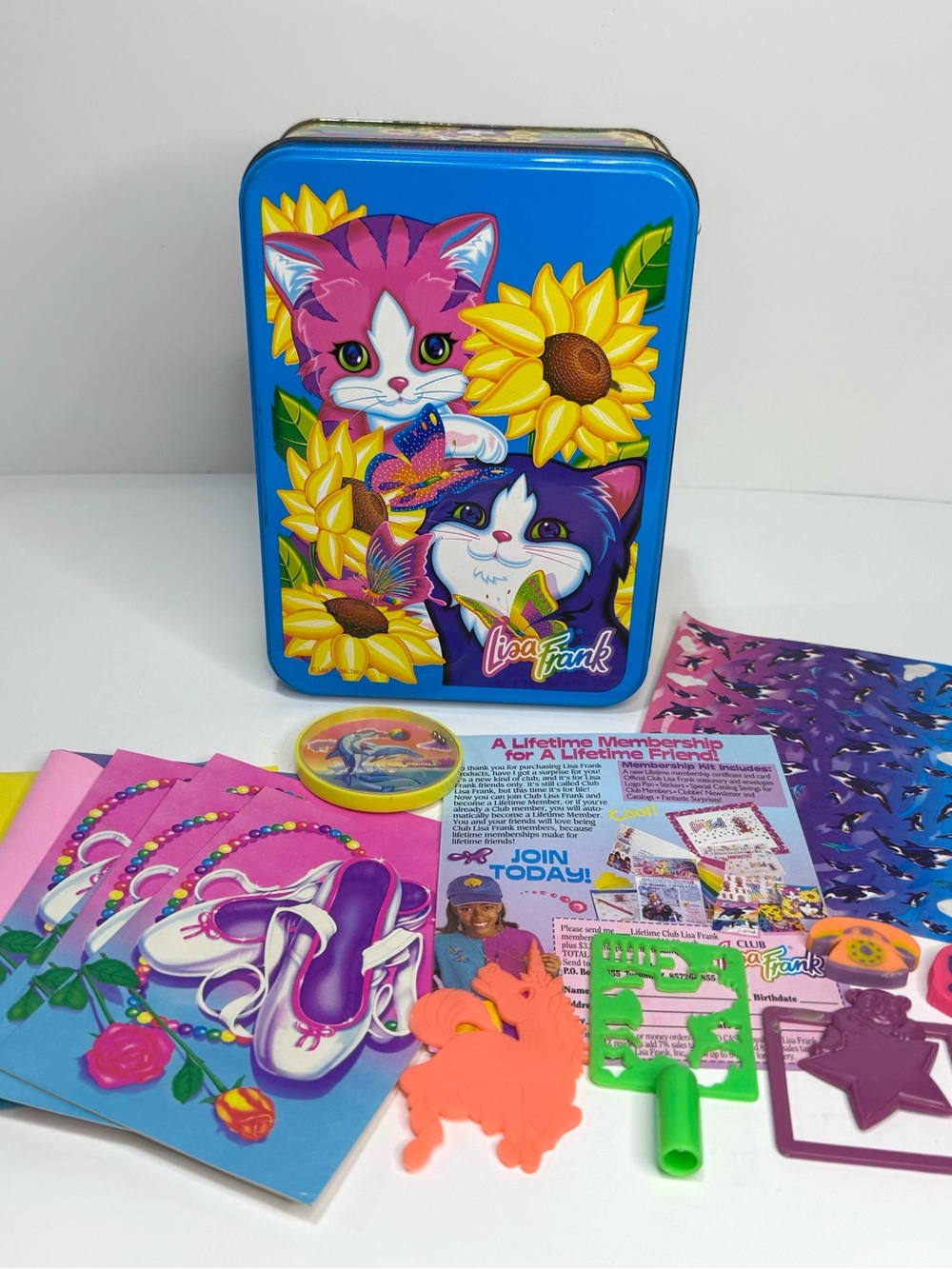 Lisa Frank Sunflower Kittens Stationary Partial Set Tin Vintage 90s Nostalgia
